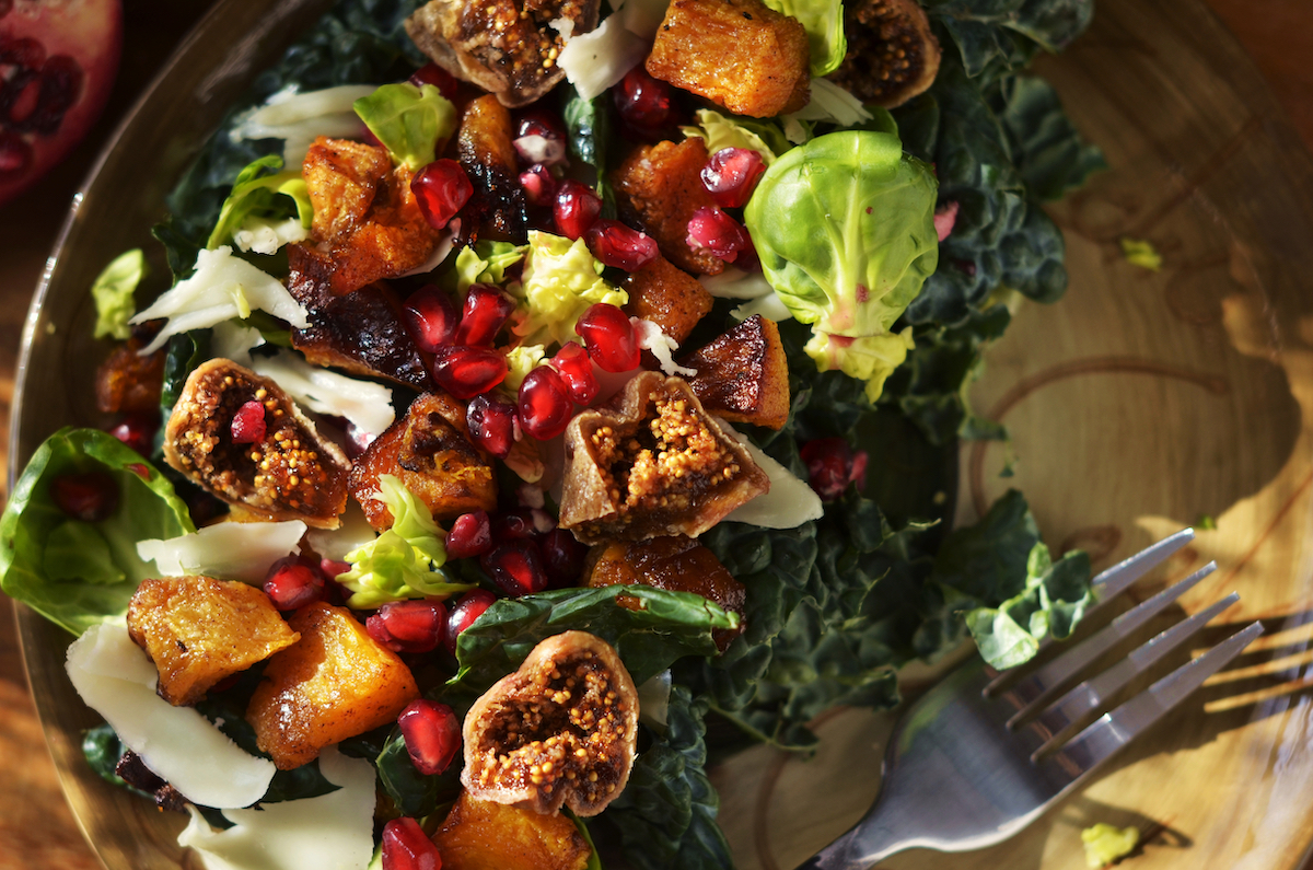 Herfstsaladebowl met pompoen